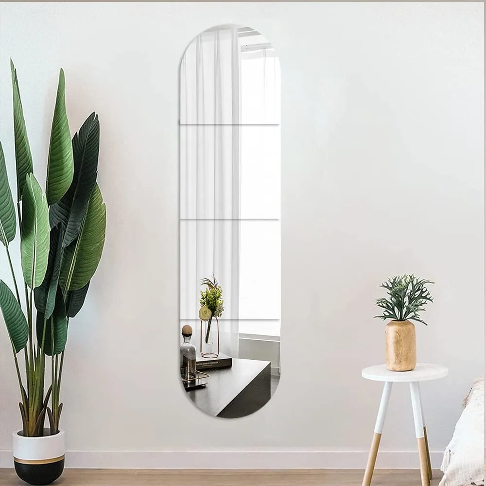 Acrylic Plexiglass Mirrors Wall Mounted Frameless Square Makeup Large Long Mirror for Home Workout Hallway Mirror
