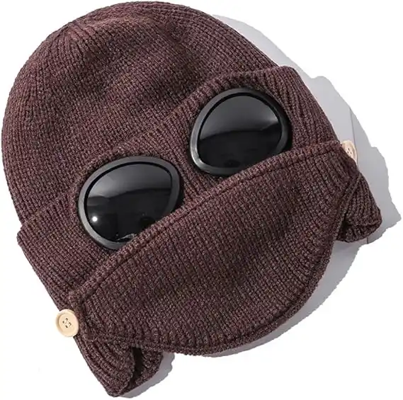 Winter Protective Knit Balaclava with Built-In Eye Shield