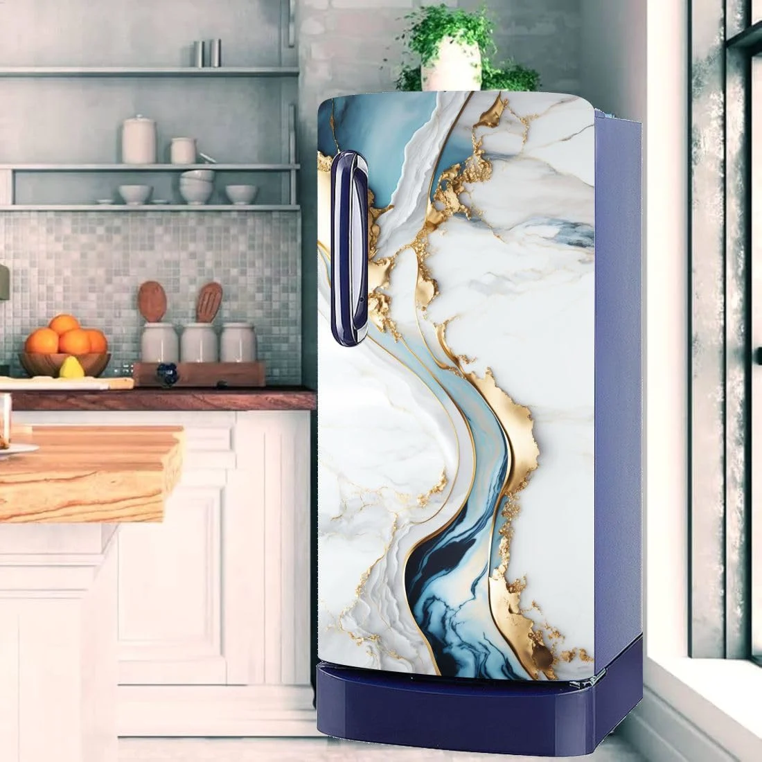Fridge Door Stickers Fridge Wallpaper Single Door Fridge Wallpaper Sticker Fridge Sticker Self-Adhesive Vinyl Size Multicolor 3D Vinyl Sticker Refrigerator Wallpaper(24x49Inch)EAMSDF30