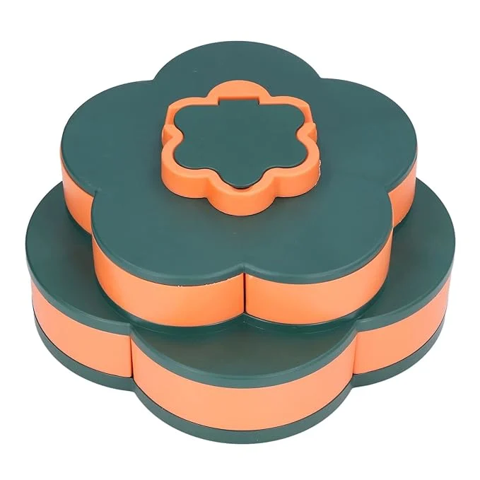 Rotating Multi-Layer Snack Organizer Box with Flower-Style Compartments