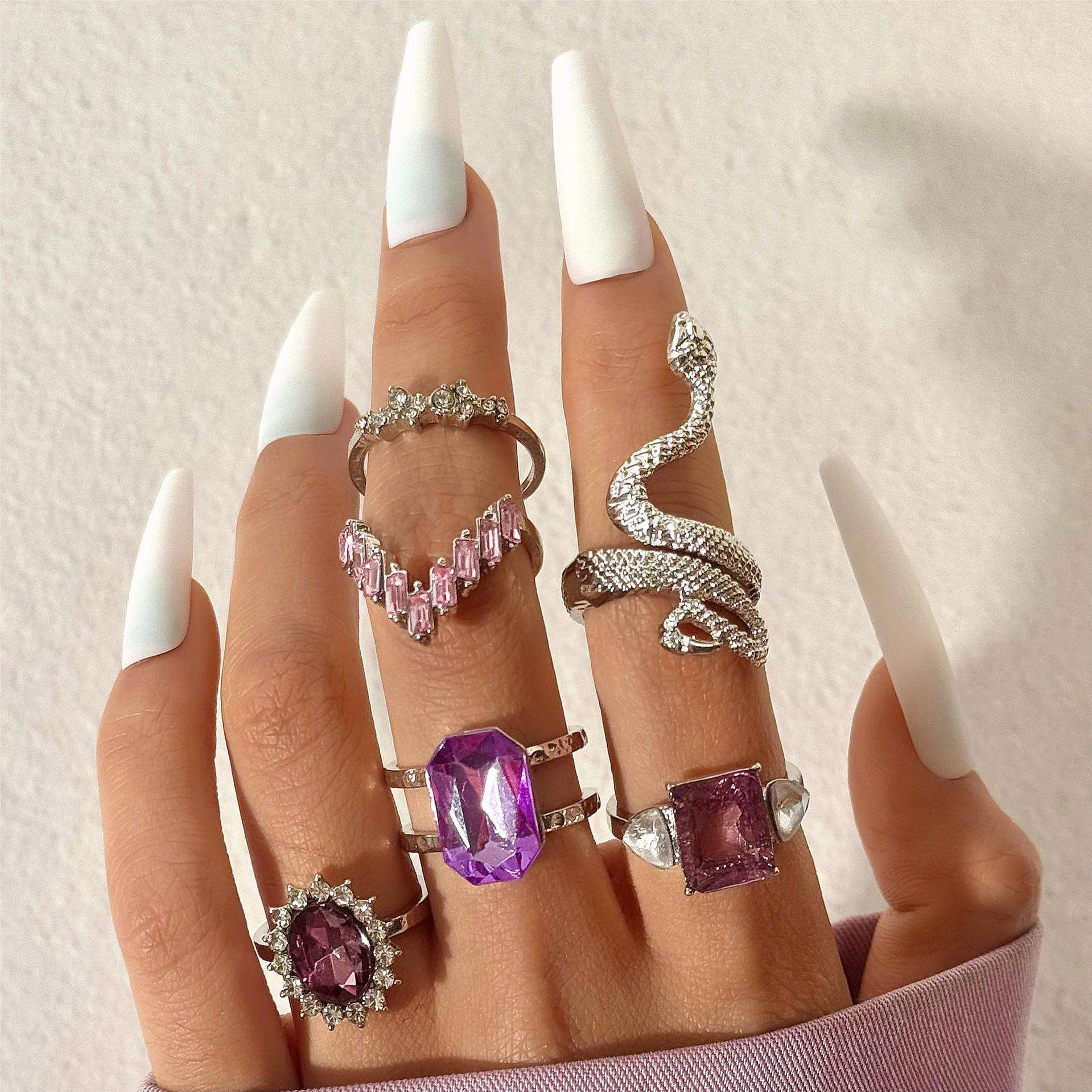 Ring 6Pcs/set Purple Snake Shaped