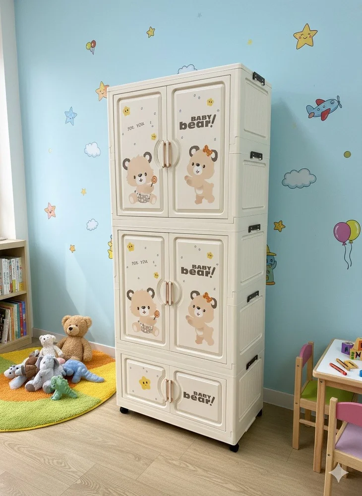 plastic kids cabinet with cute and efficient design |
Kids Friendly | Durable and Washable Design
