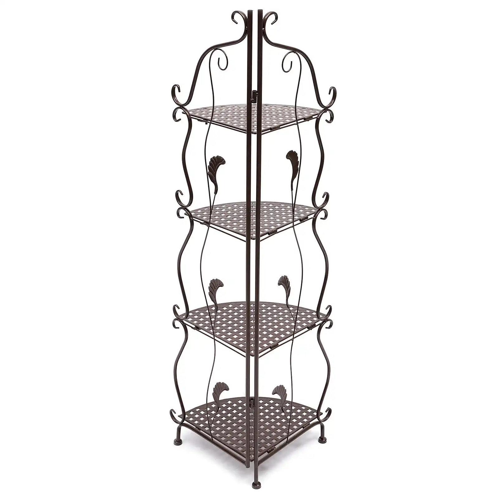 4-Tier Metal Corner Shelf Stand Storage Organizer (Black)