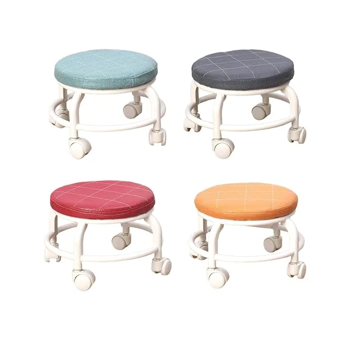 Compact Rolling Stool with Cushioned Seat for Home, Office & Daily Use