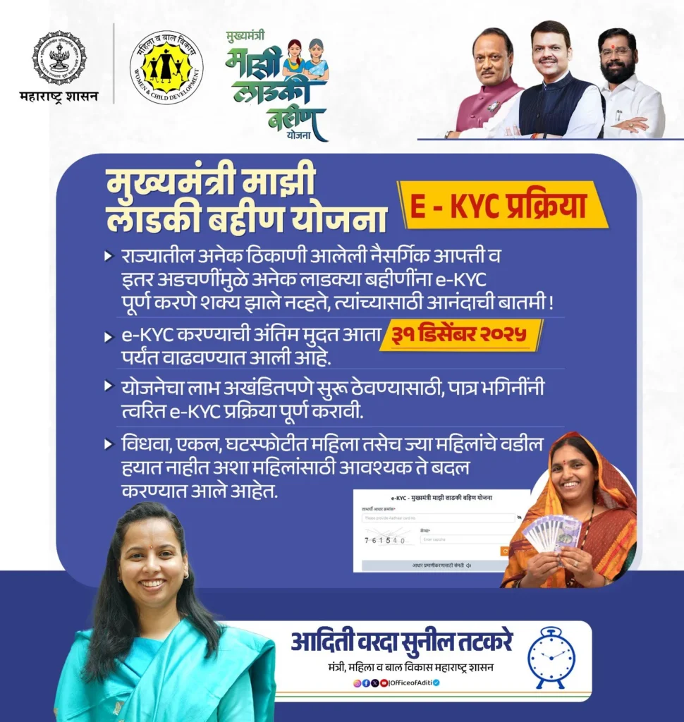 ladki bahin yojana kyc last date extend